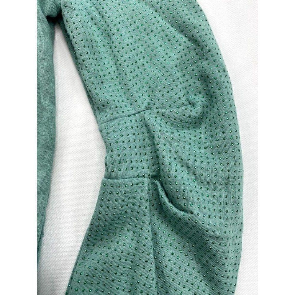 ‎INC Sweatshirt Top Small Sage Green Glitter-Sleeve - Picture 2 of 6